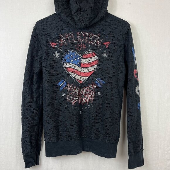 Affliction Reversible Lace Hoodie Full Zip Women S Metal Y2K Lost Souls American - Picture 4 of 16